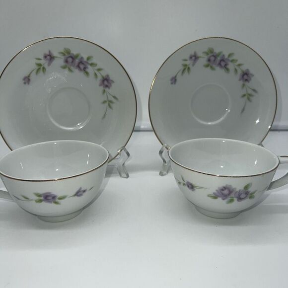 Noritake Vintage Nippon Toki Kaisha Fantasy Fine Pattern Set of 2 Cup and Saucer - Picture 2 of 9